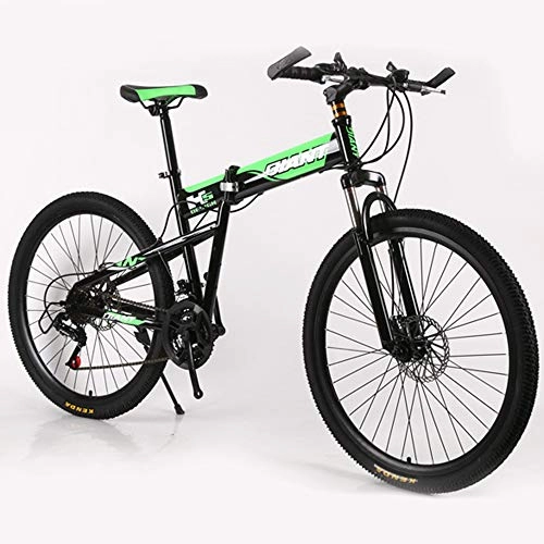 Mountain Bike : SIER 26 inch double disc mountain bike wheel integrally folded mountain bike shock absorber 21 speed transmission vehicle, Green