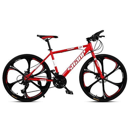 Mountain Bike : SIER Adult mountain bike 26 inch double disc brake one wheel 30 speed off-road speed bicycle men and women, Red