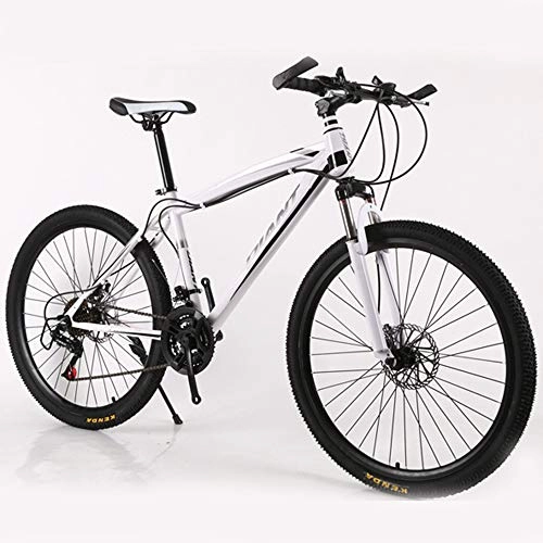 Mountain Bike : SIER Mountain bike variable speed bicycle 26 inch shock absorption 21 speed mountain bike adult male and female students aluminum frame, White