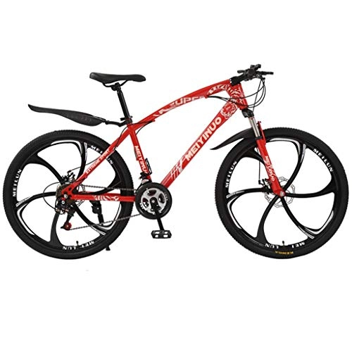 Mountain Bike : Skang Outroad Mountain Bike 21 Speed 26 inch Folding Bike City Bicycle Double Disc Brake Bicycles for Men and Women (Red)