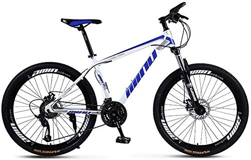 Mountain Bike : Smisoeq Mountain bike road bike, bicycle 26 inches hard tail bike, bicycle steel adult students, 21 / 24 / 27 / 30 White Black bicycle speed (Color : White blue, Size : 24 speed)