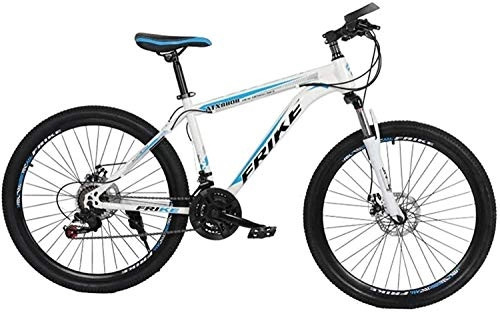Mountain Bike : Smisoeq MTB hard tail road vehicles cars, bicycles steel adult bicycle 26 inches, 21 / 24 / 27 to color bicycle speed bike (Color : White blue, Size : 24 speed A)