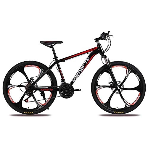 Mountain Bike : smzzz Sports Outdoors Commuter City Road Bike Bicycle Mountain 24inch Six-knife Wheel High-carbon Steel Unisex Off-road Damping Dual Suspension Mountain Disc Brakes Red 27speed