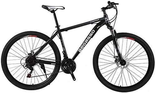 Mountain Bike : Suge 21-Speed Men's Mountain Bike Double Disc Brake 29 Inches All-Terrain City Bikes Adults Only Outdoor Cycling Hard Tail Front Suspension (Color : Black)