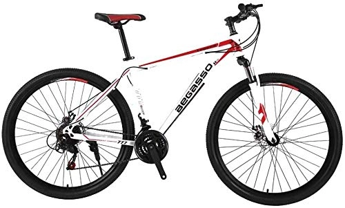 Mountain Bike : Suge 21-Speed Men's Mountain Bike Double Disc Brake 29 Inches All-Terrain City Bikes Adults Only Outdoor Cycling Hard Tail Front Suspension (Color : White)