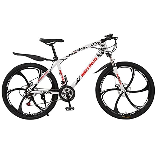 Mountain Bike : T-Day Mountain Bike Boy Men Bicycle 26 Inch Mountain Bike 21 / 24 / 27 Speed Gears With Dual Suspension And Disc Brakes(Size:21 Speed, Color:White)