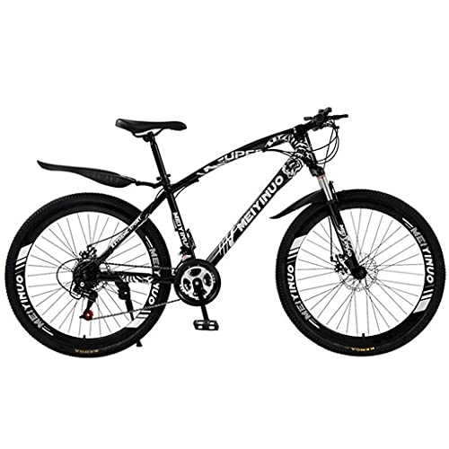 Mountain Bike : T-Day Mountain Bike Mountain Bikes 21 / 24 / 27 Speed Dual Disc Brake 26 Inches Spoke Wheels Bicycle Carbon Steel Frame With Suspension Fork(Size:27 Speed, Color:Black)