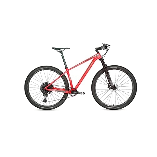 Mountain Bike : TABKER Road Bike Bicycle Oil Disc Brake Off-road Carbon Fiber Mountain Bike Frame Aluminum Wheel (Color : Red, Size : M)