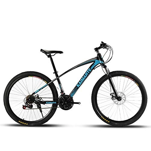 Mountain Bike : TATANE Adult Mountain Bike, Shock-Absorbing Student Riding Variable Speed Bicycle, High Carbon Steel Male And Female Bicycle, Blue, 24 inch 27 speed