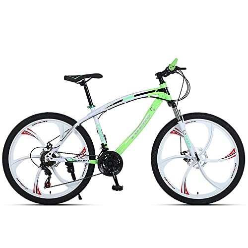 Mountain Bike : TAURU 24 Inch Mountain Bike with Carbon Steel Frame, Road Bike for Adult Men Womens Bikes-dual disc brake / soft tail frame / front and rear mechanical disc brakes (27Speed, Green)
