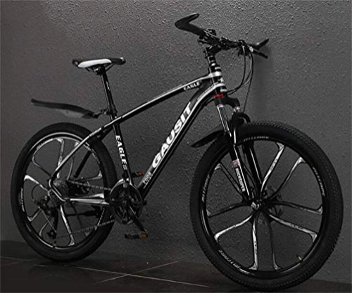 Mountain Bike : Tbagem-Yjr 26 Inch Mountain Bike For Adults, Riding Damping Dual Suspension Mens MTB Road Bicycle (Color : Black white, Size : 30 speed)