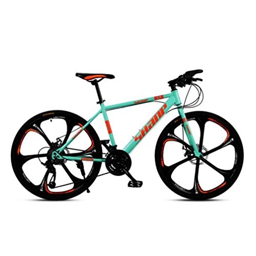 Mountain Bike : Tbagem-Yjr 6 Cutter Wheel Mountain Bikes, 26 Inches Variable Speed MTB Disc Brakes Bicycle (Color : Green, Size : 27 speed)