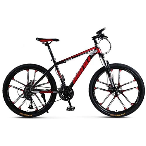 Mountain Bike : Tbagem-Yjr Double Disc Brake Damping Variable Speed Mountain Bike, 26 Inch City Road Bicycle Cycling (Color : Black red, Size : 30 speed)
