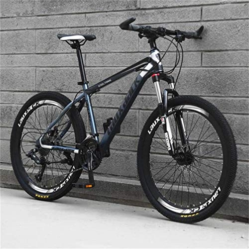 Mountain Bike : Tbagem-Yjr Dual Suspension Mountain Bikes, 26 Inch High-carbon Steel City Off Road Bicycle (Color : Black ash, Size : 30 speed)