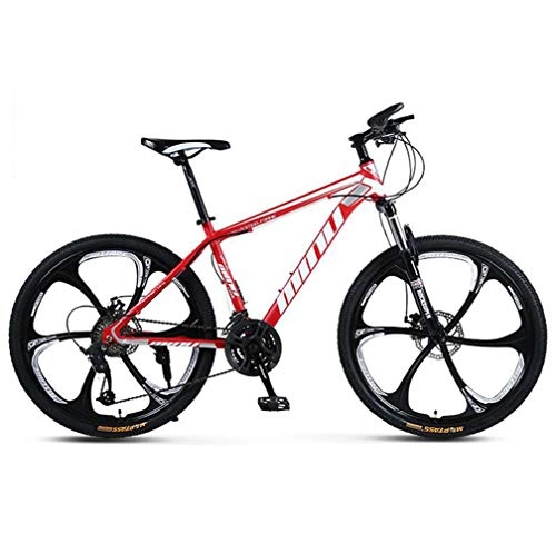 Mountain Bike : Tbagem-Yjr Men's Mountain Bike, Disc Brake Damping Bicycle Precision Shifting City Road Bike (Color : Red white, Size : 24 speed)