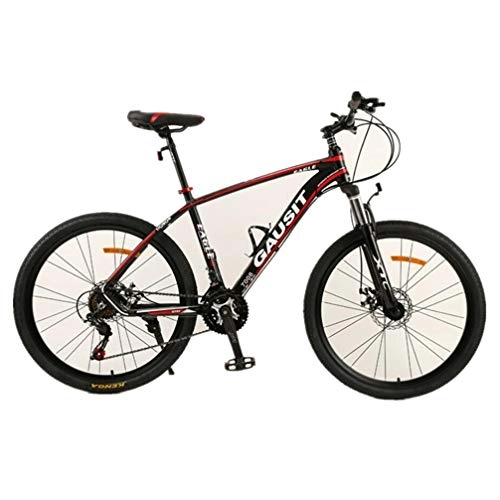 Mountain Bike : Tbagem-Yjr Mens' Mountain Bike, 17 Inch Aluminum Alloy Frame Dual Disc Brake City Road Bicycle (Color : Black red, Size : 30 speed)