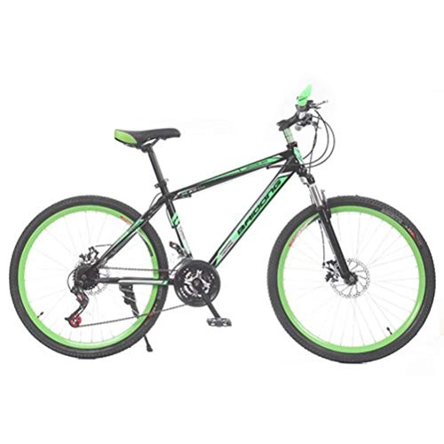 Mountain Bike : Tbagem-Yjr Mountain Bike, 24 Inch 21 Speed Double Disc Brake Speed Bicycle Sports Leisure (Color : Black green)