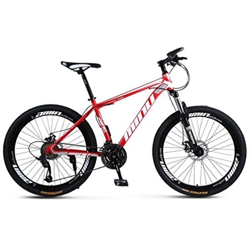 Mountain Bike : Tbagem-Yjr Mountain Bike 26 Inch Wheel Steel Frame Spoke Wheels Dual Suspension Road Bicycle (Color : Red white, Size : 21 speed)