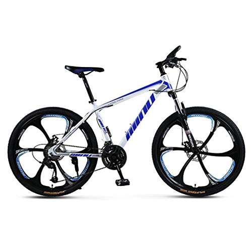 Mountain Bike : Tbagem-Yjr Mountain Bike, 26 Inches Wheels Bicycle For Adults Boys Dual Suspensio (Color : White blue, Size : 27 speed)
