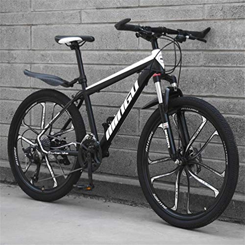 Mountain Bike : Tbagem-Yjr Mountain Bike For Adults Mens MTB - Riding Damping Dual Suspension Mountain Bicycle (Color : Black white, Size : 24 Speed)