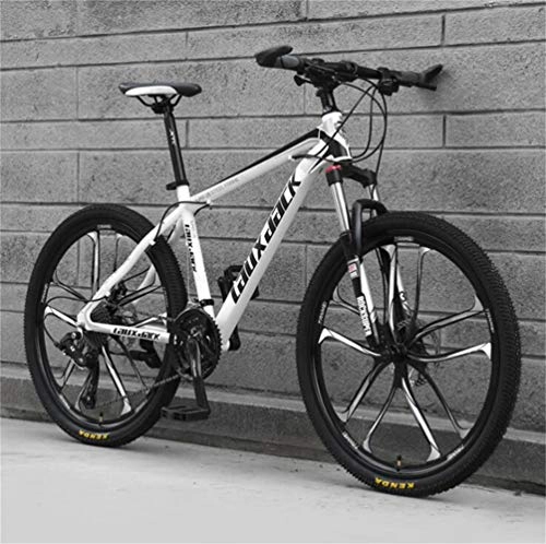 Mountain Bike : Tbagem-Yjr Riding Damping Mountain Bike, 26 Inch City Road Bicycle For Adults Sports Leisure (Color : White black, Size : 30 speed)