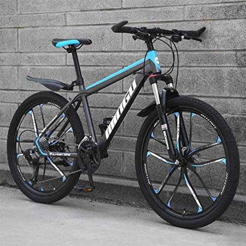 Mountain Bike : Tbagem-Yjr Ten-knife Wheel Hardtail Mountain Bikes, Dual Suspension Mountain Bicycle Unisex (Color : Black blue, Size : 24 Speed)