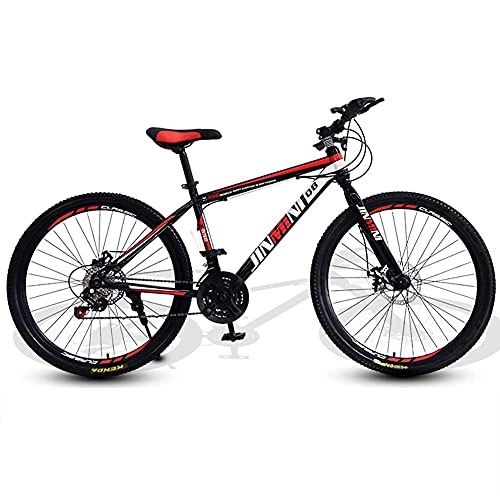 Mountain Bike : TBNB 24 / 26inch Adult Mountain Bikes, 21-27 Speed Mens Womens Mountain Bicycles, Youth Road Bikes with Disc Brakes and Suspension Forks (Red a 24inch / 21Speed)