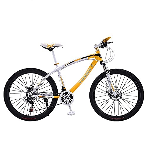 Mountain Bike : TBNB 24 / 26inch Mens and Women's Mountain Bikes, Outdoor Sports Cycling Adult Road Bicycle with Double Disc Brakes, Suspension Fork, 21-30 Speeds (Yellow 26inch / 21Speed)