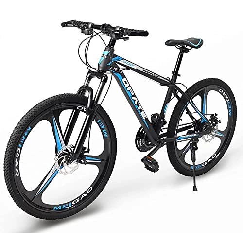 Mountain Bike : TBNB 24 / 26inch Mountain Bike for Men Women, Adult Road Offroad City MTB Bicycles, Suspension Fork, 21-30 Speed, Dual Disc Brakes (Blue 26inch / 21Speed)
