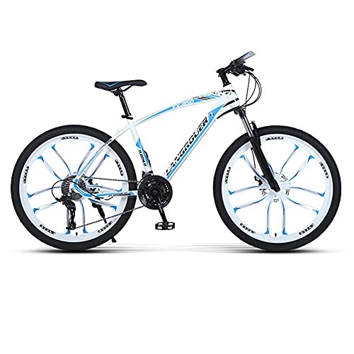 Mountain Bike : TBNB 26inch Adult Men's Mountain Bike, 21-Speed, Disc Brake, Road Bicycles, Suspension Fork, Racing Bike, Multiple Colors (White 24inch / 21Speed)
