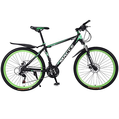 Mountain Bike : TBNB Adult Outdoor Mountain Bikes, Men'S Road Bikes, Women'S Cruiser Bicycle, 21-30 Speeds, 26 / 24 Inches, Suspension Forks, Double Disc Brakes, MTB Bike (Green 26inch / 21Speed)