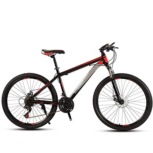 Mountain Bike : THENAGD Mountain Bike Adult Cross Country, Men's and Women's Variable Speed Road Sports Car Teenager Online Celebrity Student Bike 21 speed Single damping [black and red] spoke wheel