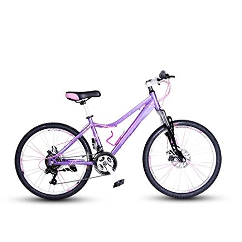 Mountain Bike : THENAGD Mountain Bike, Women's Variable Speed Adult 24 Inch Off Road Dual Disc Brake Damping Light Bicycle for Male Students 21speed Zijinjuan 24-inch standard-purple