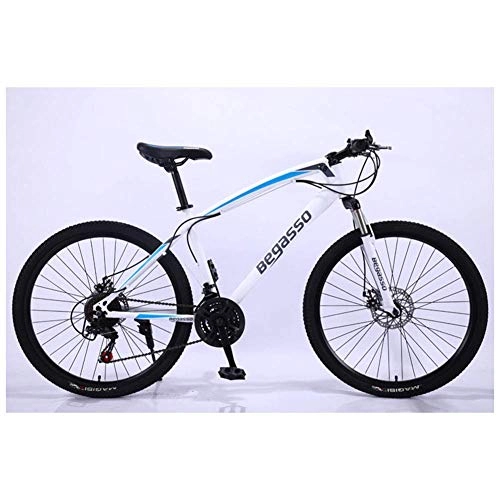 Mountain Bike : Tokyia Outdoor sports 26'' Aluminum Mountain Bike with 17'' Frame DiscBrake 2130 Speeds, Front Suspension bicycle (Color : White)