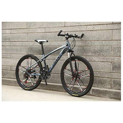 Mountain Bike : Tokyia Outdoor sports 26'' HighCarbon Steel Mountain Bike with 17'' Frame Dual DiscBrake 2130 Speeds, Multiple Colors bicycle (Color : Grey)