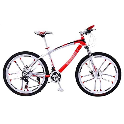 Mountain Bike : TOOLS Off-road Bike MTB Bicycle Adult Mountain Bike Road Bicycles For Men And Women 24 / 26In Wheels Adjustable Speed Double Disc Brake (Color : Red-24in, Size : 24 Speed)