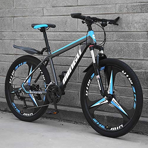 Mountain Bike : TOPYL 26 Inch Men's Mountain Bikes, High-carbon Steelhardtail Mountain Bike, City Bike, Mountain Bicycle With Front Suspension Adjustable Seat Cyan - 3 Spoke 24 Speed