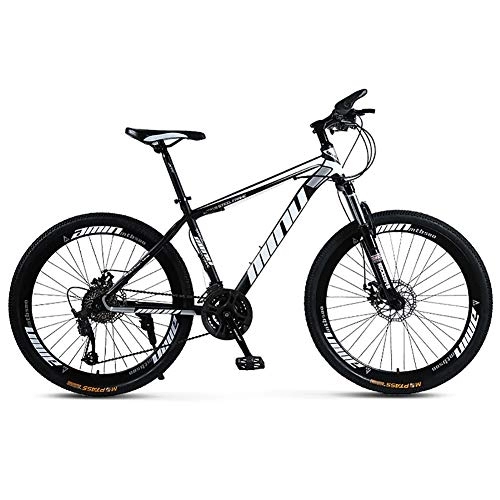 Mountain Bike : TOPYL Country Mountain Bike 24 / 26 Inch With Double Disc Brake, Adult MTB, Hardtail Bicycle With Thickened Carbon Steel Frame, Spoke Wheel Black 24", 30 Speed