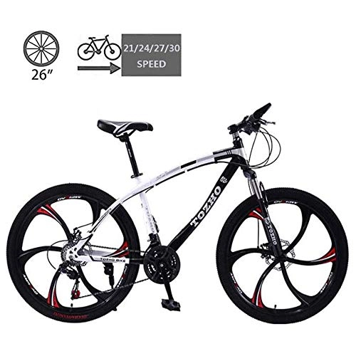 Mountain Bike : TRGCJGH Adult Mountain Bikes 26 In, with Front Suspension Adjustable Seat, 21 / 24 / 27 / 30 Speed Gears Dual Disc Brakes Mountain Bicycle, B-27speed