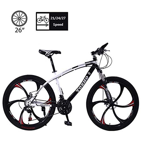 Mountain Bike : TRGCJGH Mountain Bike 26 Inch MTB Bicycle Mountain Bicycle For Adult Student High-carbon Steel Hardtail Outdoors Mountain Bike 21 / 24 / 27 Speed, Black-27speed