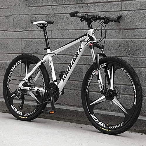 Mountain Bike : TRGCJGH Mountain Bike 26 Inches, Variable Speed Carbon Steel Mountain Bike 21 / 24 / 27 / 30 Speed Bicycle Full Suspension MTB Riding, E-21speed