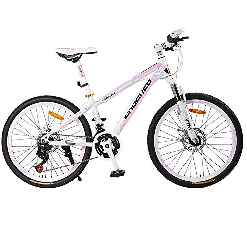 Mountain Bike : TSSM 26" Mountain Bike for Women, Ladies Bicycle Female Intimate Low Pole Frame Design Double Shock Disc Brake 27 Speed Adjustable Bicycle, B, 26 inches