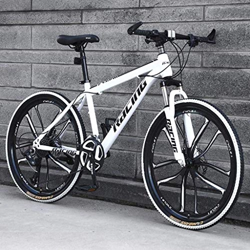 Mountain Bike : TTZY 26 inch Mountain Bikes, Men's Dual Disc Brake Mountain Bike, Bicycle Adjustable Seat, High-Carbon Steel Frame, 21 / 24 / 27 Speed 7-2, 21 SHIYUE