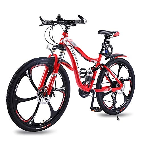 Mountain Bike : TUIYO-1 21-speed Mountain Bike Carbon Steel Frame Double Disc Brake 26 Inches Bicycle Electrostatic Painting Process Men and Women Models