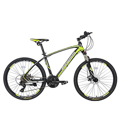 Mountain Bike : TXX Bilateral Folding Pedal Mountain Bike Shock Absorption, Mechanical Disc Brakes Outdoor Mountain Biking, Road Bike Fork Oil, Aluminum Bike@ / @ Aluminum / Yellow / 36 * 21 inches