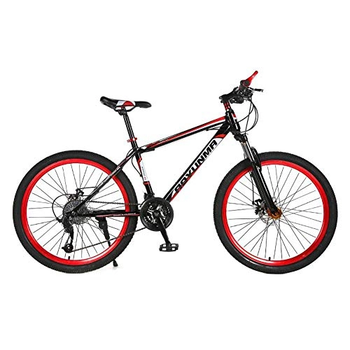 Mountain Bike : TYSYA 27-Speed Mountain Bike High-Carbon Steel Frame All Terrain Bicycle Double Disc Brake Front Suspension Hardtail Unisex 24 / 26 Inches Outdoor Riding, Black+Red, 26 Inch(A)