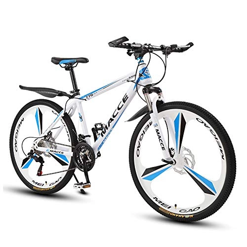 Mountain Bike : TYSYA All Terrain Mountain Bike 26 Inches Multipurpose City Bicycles 27 Speed Double Disc Brake Student Youth Outdoor Riding High Carbon Steel Frame Shock-absorbing Front Fork, Blue+White, C