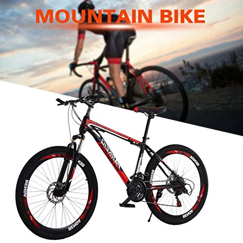 Mountain Bike : Unbran Adult Mountain Bike, Men Women Mountain Trail Bike High Carbon Steel Folding Outroad Bicycles, 21-Speed Bicycle Full Suspension MTB Gears Dual Disc Brakes Mountain Bicycle, 26 inch Wheels
