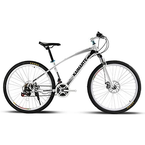 Mountain Bike : VANYA Adult Mountain Bike 26 Inch 27 Speed Double Disc Brakes Variable Speed Shock Absorption Commuting Bicycle, White, 26inches