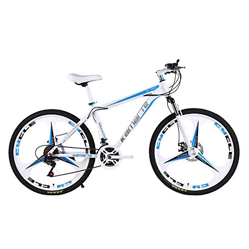 Mountain Bike : VANYA Mountain Bike 24 / 26 Inches Shock Absorption One Wheel 21 Speed Disc Brake Variable Speed Racing Bicycle, Blue, 24inches